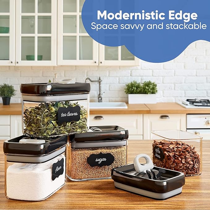 Chef's Path - Airtight Storage Boxes Set - 10 Labels and Markers - Kitchen and Pantry Storage - BPA Free - Plastic Storage Boxes with Upgraded Lids (6 Pieces - 1.5L)-NeatNest