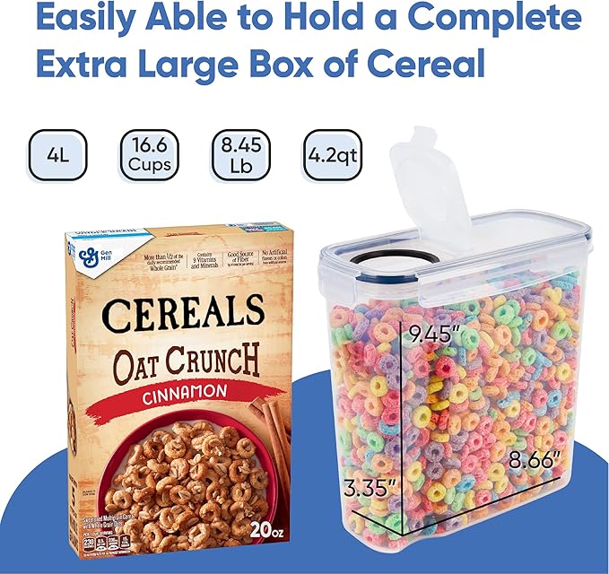 Cereal Containers Storage Set Large (4L,135.2 Oz), Airtight Food Storage Containers for Kitchen & Pantry Organization, Cereal Storage Container Set for Crunchiness, BPA Free Dispenser Keepers (4)-NeatNest