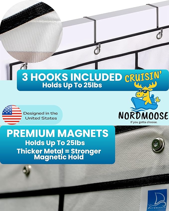 Cruise Ship Magnetic Door Organizer, Over The Door Organizer For Cruise Ships, Magnetic Shoe Rack - 3 Strong Anti-Scratch Magnets - Large Durable Pockets To Store Cruise Essentials 2025-NeatNest