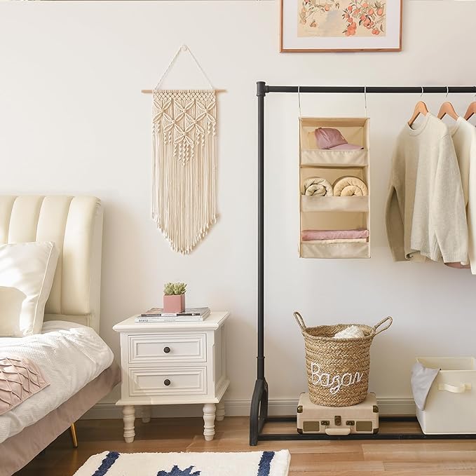 GRANNY SAYS 3-Shelf Hanging Closet Organizer, Closet Organizers and Storage, Closet Storage Hanging Shelves, Clothes Organizer for Closet, Closet Hanging Organizer, Hanging Storage Organizer, Khaki-NeatNest
