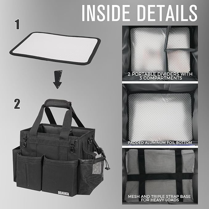 Compact Wearable Cleaning Caddy, Small Supplies Organizer with Handle & Shoulder Straps for Housekeepers, Under Sink & Car Cleaning Tool Organizer Bag (Black)-NeatNest