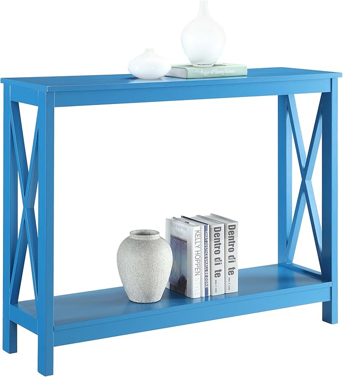 Convenience Concepts Oxford Console Table 39.5" - Sofa Table with Storage Shelf, Transitional Entryway Hall Table for Living Room and Bedroom, Display Foyer Table, Teal Blue-NeatNest