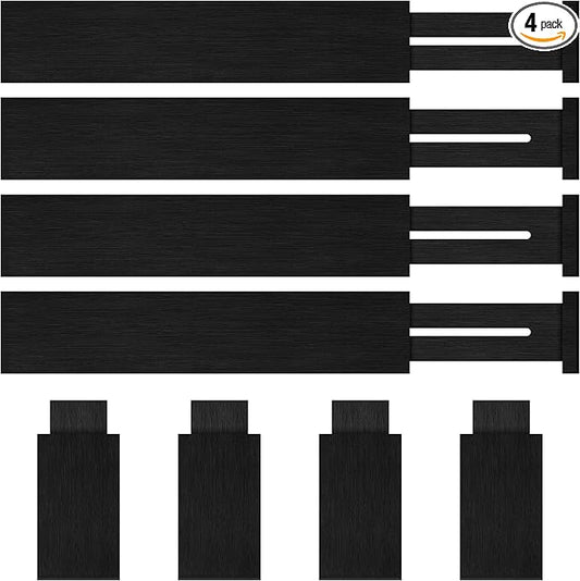 Bamboo Drawer Dividers Organizer with Inserts, Expandable from 12.5-21.7", Adjustable Drawer Organizer Separators for Utensils, Dresser, Bedroom, Bathroom, Closet, Clothing, Office (Black)-NeatNest