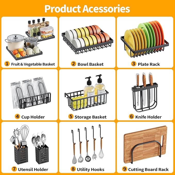 Over The Sink Dish Drainer Drying Rack,Large Over Sink Dish Drying Rack,3 Tier Dish Rack Over Sink Counter with Storage Baskets,Above Sink Dryer Racks with Adjustable Size L(25.19"-37.4")*H30.9"