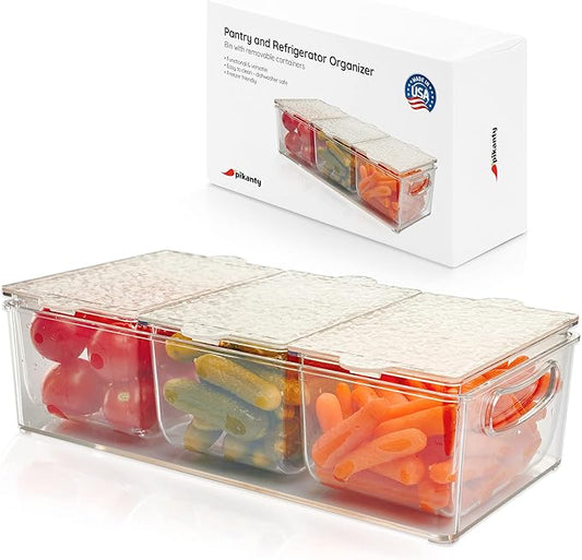 Condiment Server with 3 Removable Containers and Lids - Ideal for Parties, BBQs, and Picnics, Dishwasher Safe, and Made in the USA-NeatNest