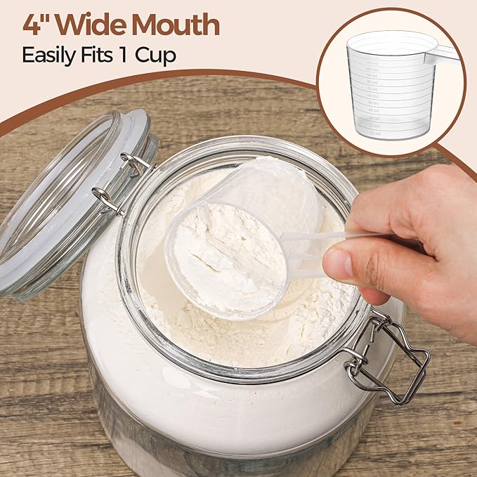 ComSaf Glass Jars with Airtight Lid 86 oz, Wide Mouth Mason Jars, Canning Jars, Large Glass Storage Containers with Lids, Flour Sugar Storage Containers, Large Canister for Rice, Pickle, Set of 2-NeatNest