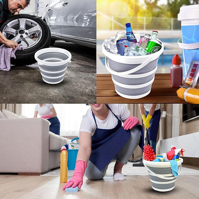 Collapsible Bucket with Handle 2.6 Gallons 10L Foldable Bucket-NeatNest