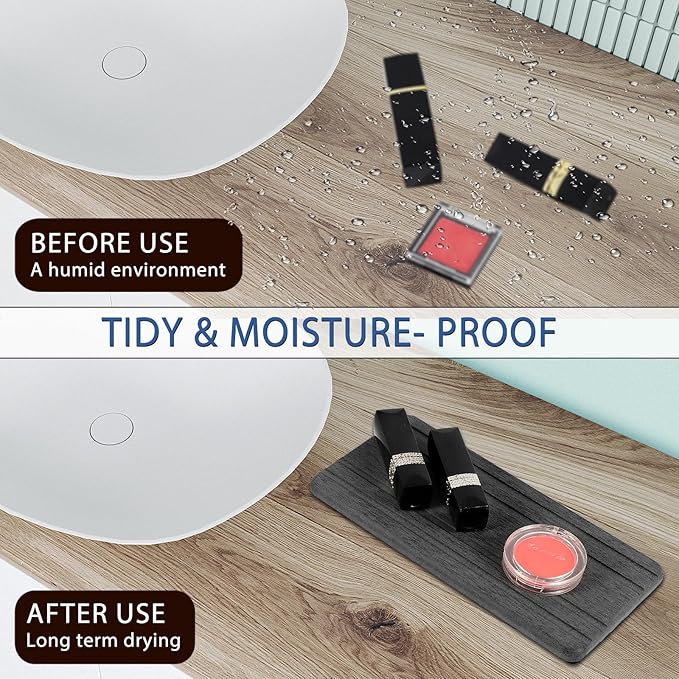 2PCS Water Absorbing Stone Tray, Quick Drying Diatomite Stone Sink Tray, Water Absorbent Diatomite Coasters for Kitchen Sink, Bathroom Counter Hand Soap Dish Toothbrush Holders-NeatNest
