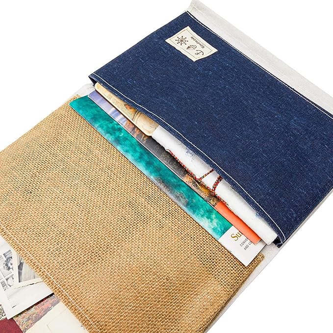 Juvale 3 Pocket Hanging Wall Organizer - 11.75 x 27 in, 2-Pack - Linen & Wood Fabric Organizer with Pockets - Mail & Paper Holder - Over-the-Door & Hanging Storage-NeatNest