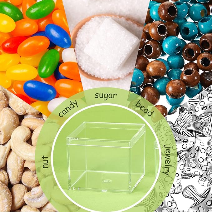Blulu 8 Pieces Clear Acrylic Plastic Jewelry Box Mini Storage Box Mini Cube Containers with Lids for Candy Pill and Tiny Jewelry(Square,2.2 x 2.2 x 1.8 Inch)-NeatNest