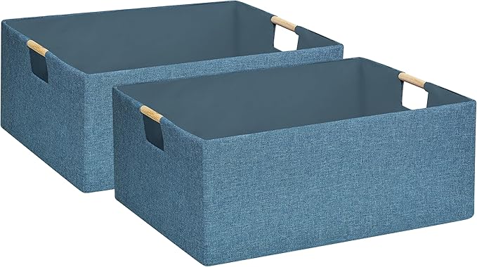 Foldable Storage Box with Handles | 16.9 Inch Collapsible Organizer for Clothes, Toys, Makeup | Sturdy Cardboard Frame & Washable Fabric | Space-Saving Home Decor 2Pack-NeatNest