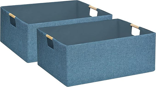 Foldable Storage Box with Handles | 16.9 Inch Collapsible Organizer for Clothes, Toys, Makeup | Sturdy Cardboard Frame & Washable Fabric | Space-Saving Home Decor 2Pack-NeatNest