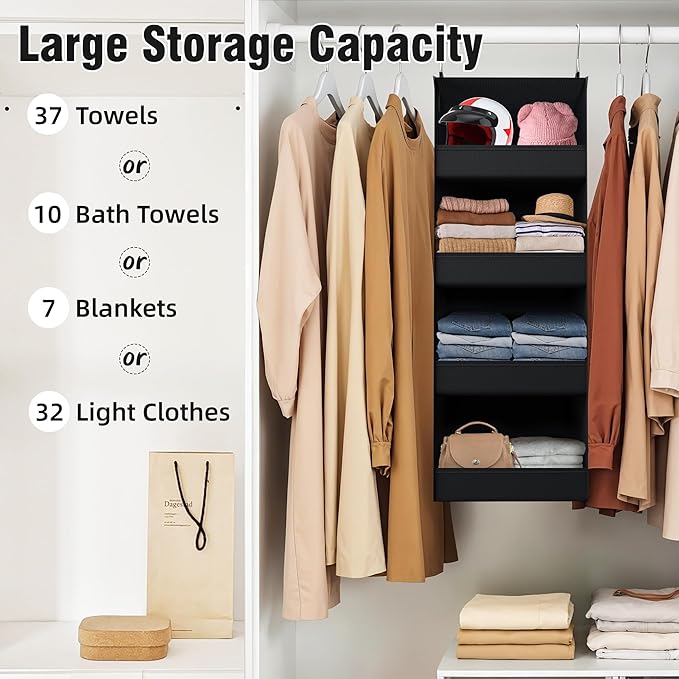 GRANNY SAYS 4-Shelf Hanging Organizer, Wall Mount, Fabric, 1-Pack-NeatNest