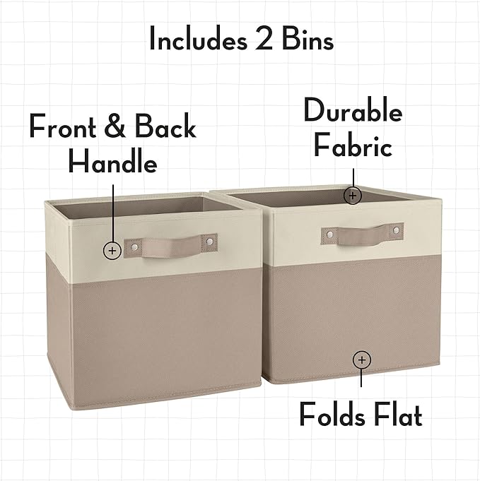 RiverRidge Kids storage bins - 10.5 Cube Storage Organizer with Handles – Taupe Two-Tone closet organizers and storage for Toys, Shoes & More - Fits Cabinets