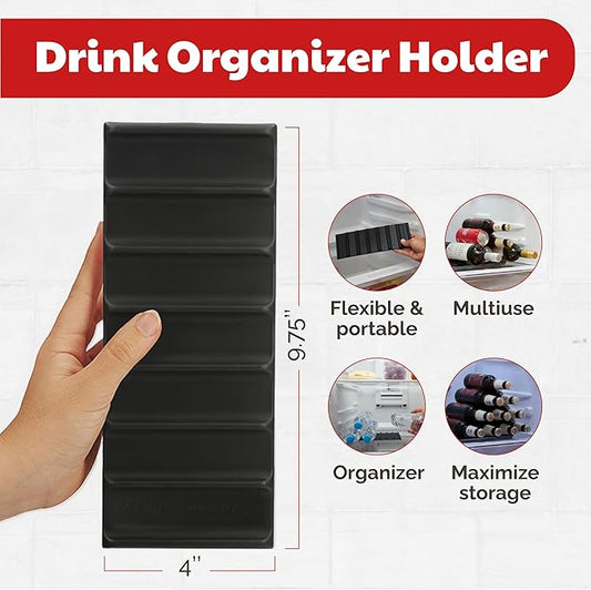 Cooks Innovations Drink Organizer for Fridge, Soda Can Refrigerator Organizers and Storage, Beer-Wine-Water Bottle Holder, Fridge Monkey - Durable Non-Slip Anti-Roll-NeatNest