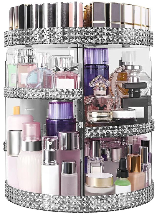 360 Degree Rotating Makeup Organizer, Extra Large Capacity Cosmetic Storage Unit, Removable DIY 7 Layers Skincare Organizer, Acrylic Beauty Perfume Organizer for Vanity Countertop (Gray)-NeatNest