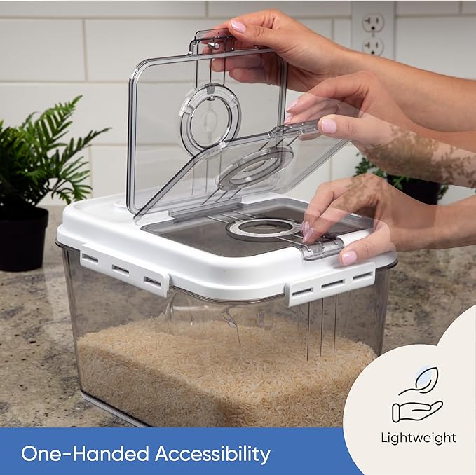 Chef's Path Extra Large Airtight Rice Storage Container with Measuring Cup, Pack of 1, 8 L Capacity, Kitchen and Pantry Canister for Rice, Flour, Sugar, and Baking Supplies-NeatNest