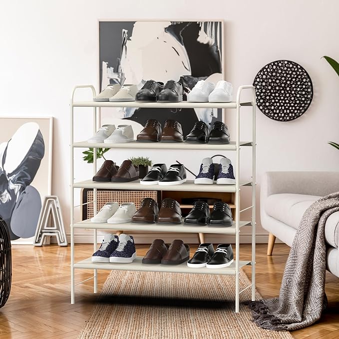 Simple Houseware 5-Tier Shoe Rack Storage Organizer, White-NeatNest