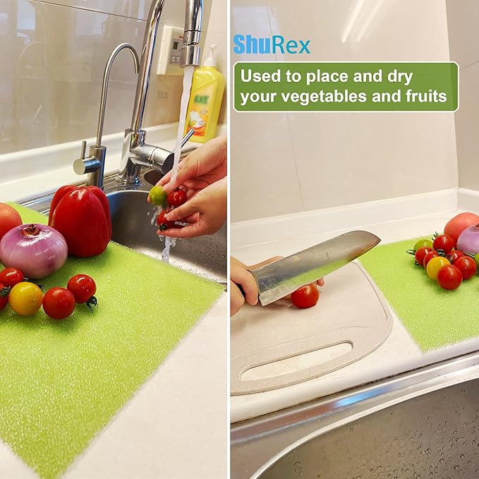 12-Pack Vegetable and Fruit Life Extender Fridge Shelf Sponge Liner, 12"x15" Cuttable, Washable, & Reusable Refrigerator Mat, Ventilation to Keep Produce Fresh Longer Prevents Spoilage