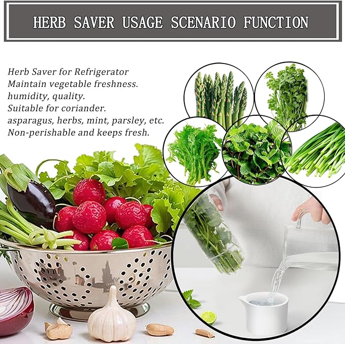 Herb Saver for Refrigerator, Cilantro Container for Fridge, Fresh Herbs Lettuce Keeper for Refrigerator Parsley Mint Leaves Fresh Herb Keeper, Refrigerato Storage for Fresh for 2-3 Weeks (3PCS)