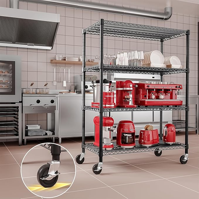 IZEUK Garage Shelving Wide Storage Shelves 4 Tier Metal Shelves Heavy Duty Adjustable Utility Shelf Rack Black 23.6" D x 53.1" W x 73.6" H-NeatNest
