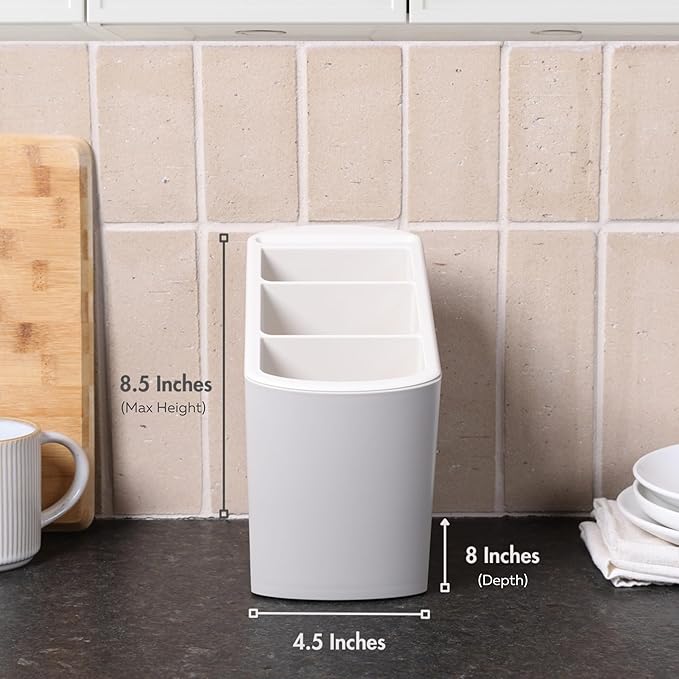 Angled Utensil Holder for Countertop | Space-Saving Kitchen Organizer for Large & Small Utensils with Knife Holder | Cooking Utensil Caddy with Spoon Rest | Kitchen Essentials Under Cabinet Organizer-NeatNest