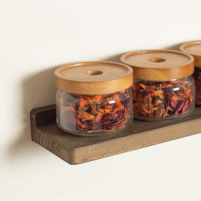 Freezing point Floating Shelves for Wall Set of 2 Natural Wood 16Inch Wall Shelf Decor Plant Display Collectibles Mounted Kitchen Bathroom Bedroom Corner Decorative Storage Stand Coffee-NeatNest