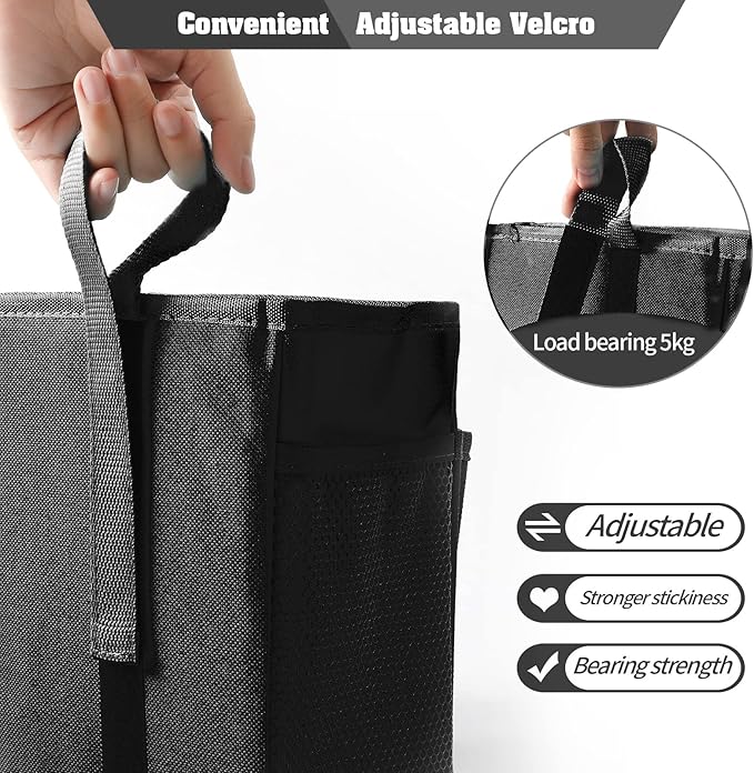 Bunk Bed Organizer, Bedside Caddy Hanging Bed Organizer Storage Bag with 4 Pockets and 2 Hooks, for College Dorm Rooms Bed, Hospital Bed, Baby Bed Rails, 600D Oxford Cloth (Black)-NeatNest