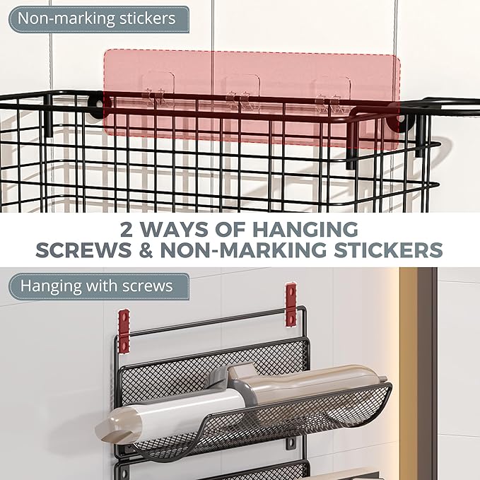 Hair Dryer Holder-Wall-Mounted Styling Tool Organizer 5 Tiers Styling Tool Organizer with Hook Heat Safe Rack for Hair-Straighteners,Curling Wands,Flat Iron,Perfume,Cabinet Door Bathroom Kitchen