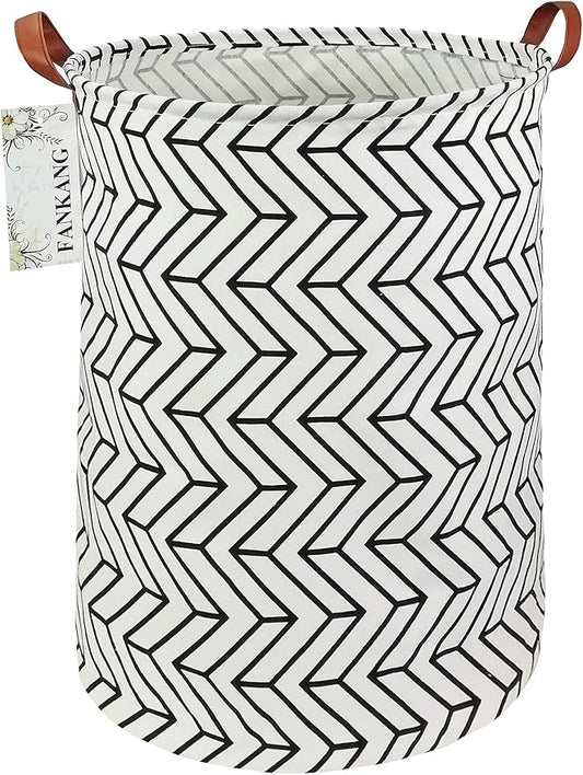 FANKANG Storage Basket, Nursery Hamper Canvas Laundry Basket Foldable with Waterproof PE Coating Large Storage Baskets for Kids Boys and Girls, Office, Bedroom, Clothes,Toys（Geometric）
