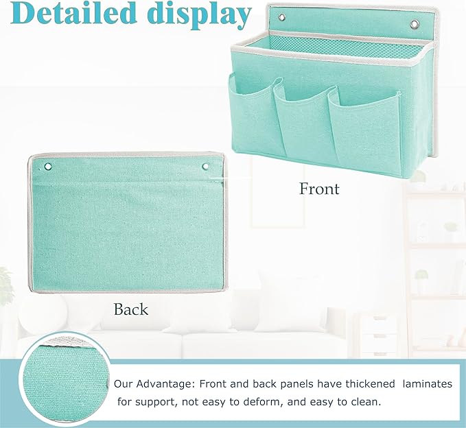 2-Pack Wall Hanging Organizer Bag/Hanging Baskets with Large Mesh Compartment & 3 Pockets，Over the Door Organizer Space Saving Storage for Bedroom,RV Camper, Closet (Green -2 Pack)-NeatNest
