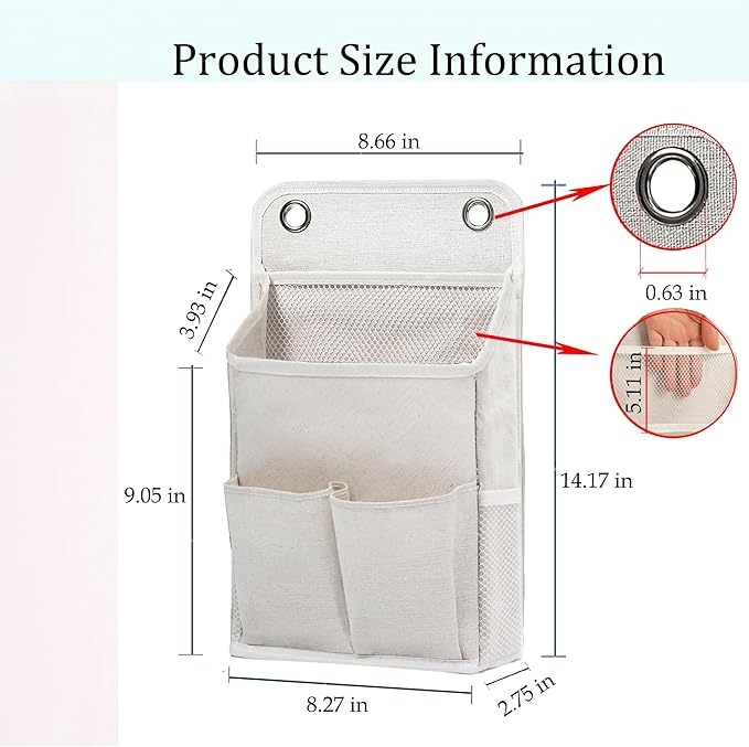 Hanging Basket for Organizing, Wall Organizer with Pockets and Over The Door Organizer，Can for Home, Closet, Office and Camper (4 White)-NeatNest
