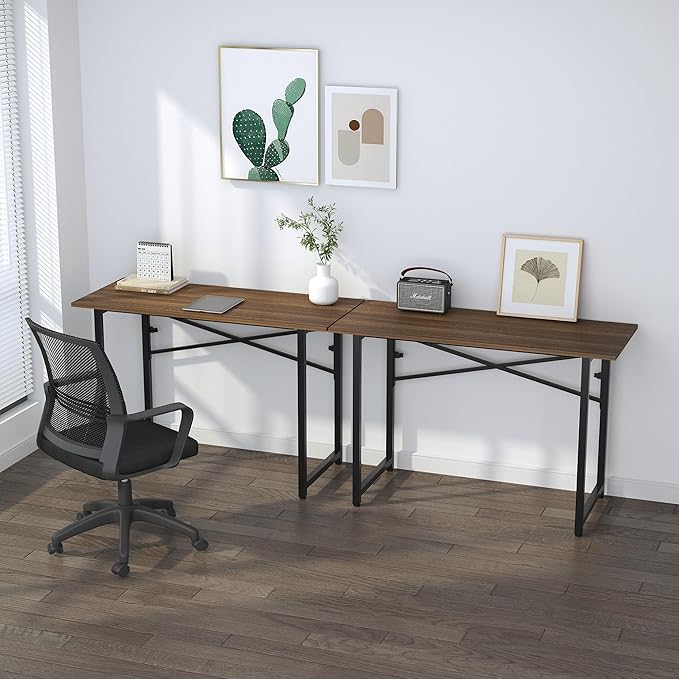 Folding Computer Desk 47 inch Writing Gaming Computer Camping Table, No Assembly Required Home Office Desk, Espresso-NeatNest