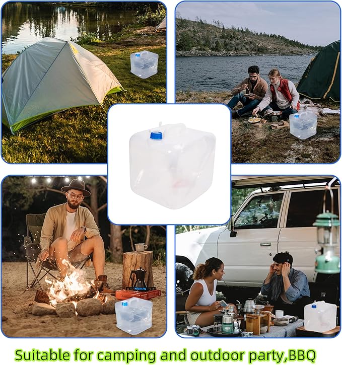 2 Pack Collapsible Water Container with Spigot, Foldable Cube Water Jugs Portable Water Storage for Outdoors Camping Hiking Disaster Preparedness & Survival Gear 1.4/2.6/4/5.3 Gallon-NeatNest
