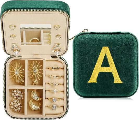 Jenria Mothers Day Gifts for Mon, Travel Jewelry Case for Women, Jewelry Organizer, Jewelry Box, Unique Gifts, Personalized Gifts for Her, Birthday Gifts for Mom, Teen Girl, Girlfriend, Green, A-NeatNest