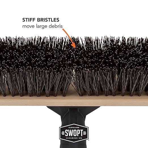 SWOPT 18" Premium Rough Surface Push Broom Head - Outdoor Broom for Driveways, Sidewalks, Patios - Interchangeable With All SWOPT Products for Efficient Cleaning & Storage