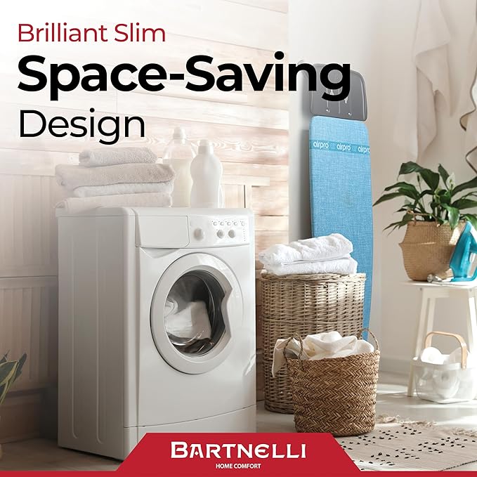 Bartnelli Next-Generation Innovative Wooden Top Ironing Board, with Breakthrough Patented 5-Layered Steam-Reflecting Cover, Made in Europe, Adjustable Height, 4 Heavy Duty Durable Steel Legs, 46x16”