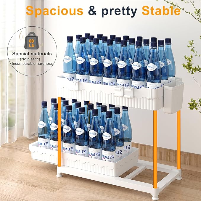 3 Pack Under Sink Organizers, 2-Tier Multi-Use Kitchen and Bathroom Organizers and Storage with Sliding Drawers，Bathroom Cabinet Organizer (White, 12.8 Inch)-NeatNest