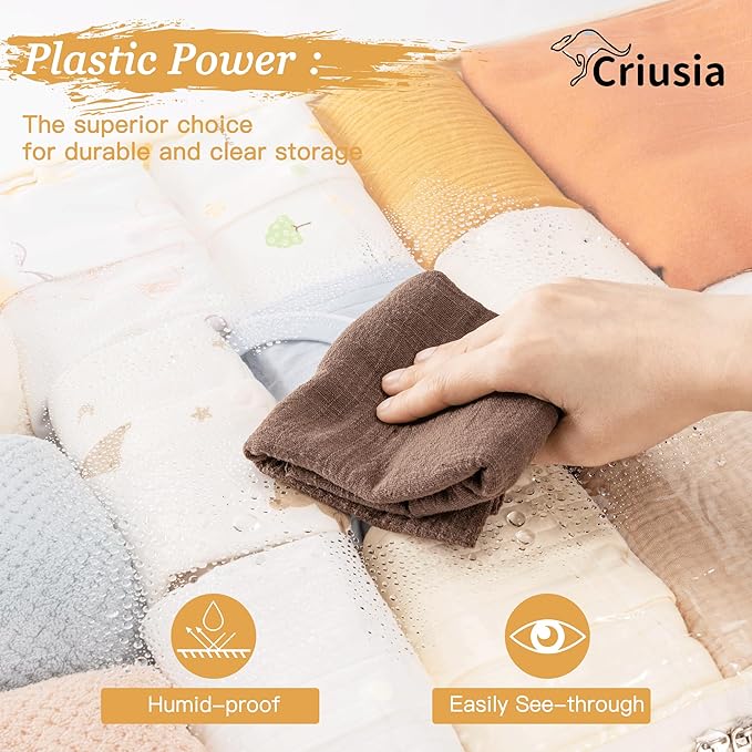 Criusia Under Bed Storage Bins with Clear PVC Lids – 2 Pack Large Underbed Organizers with Heavy-Duty Handles, Reinforced with 800G PP Panels & 80G Non-Woven Fabric – Waterproof & Foldable, Beige-NeatNest