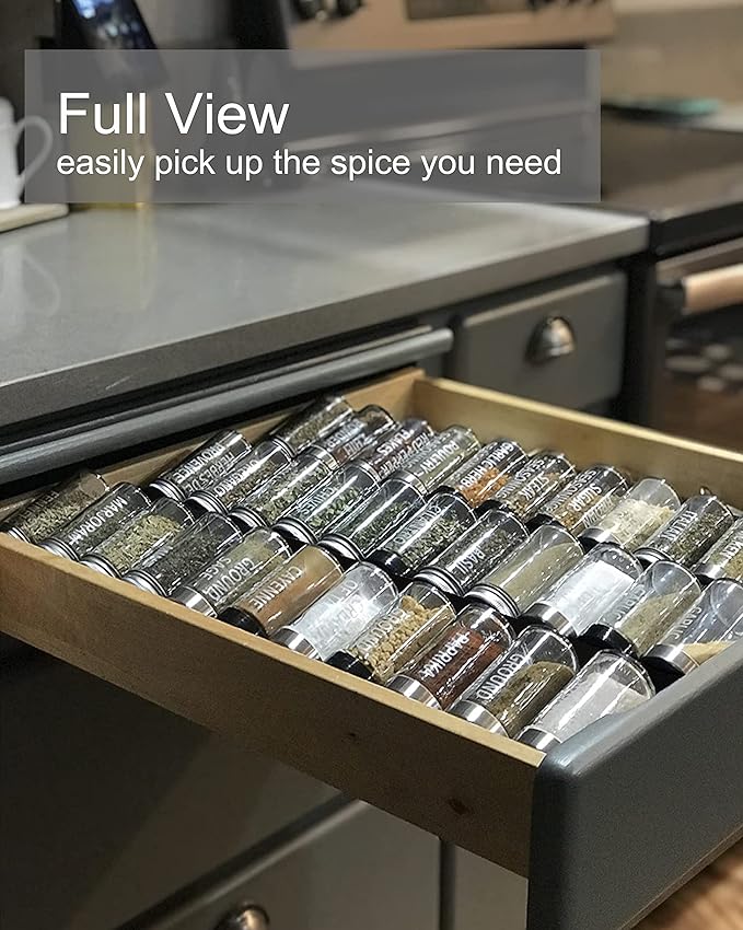 Artibear Expandable Drawer Spice Rack Organizer for 8" to 24" Kitchen Cabinets Drawer Tray Insert, Set of 9-NeatNest