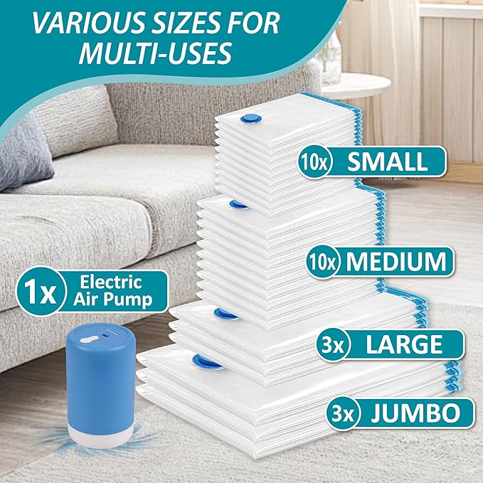26 Pack Space Saver Storage Bags with Electric Air Pump-NeatNest