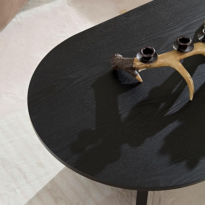 KEVINSPACE W39.37 Oval Coffee Table for Living Room Home ModernCoffeeTable with Design CoffeeTable Legs Wood Accent Center Table Mid Century Minimalist Tea Table Cocktail Table Office Black