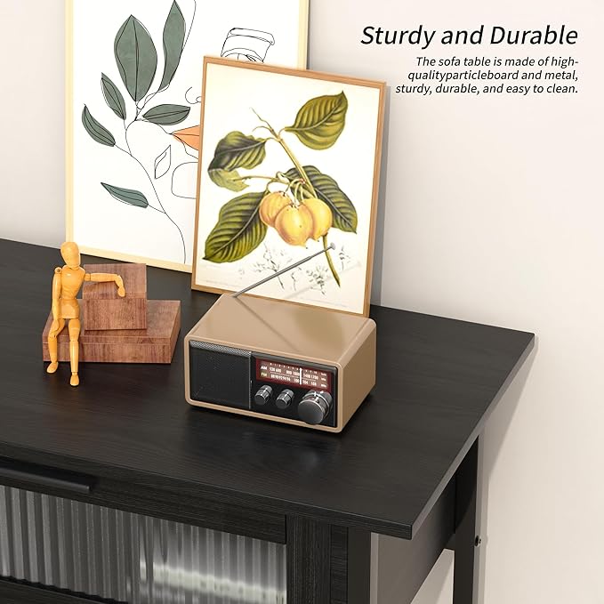 Aetheris 47" Console Table with 2 Drawers, 2 Tier Sofa Table with Storage,Entryway Table, Industrial Console Table for Entryway, Sofa Table Behind Couch for Living Room, Black-NeatNest