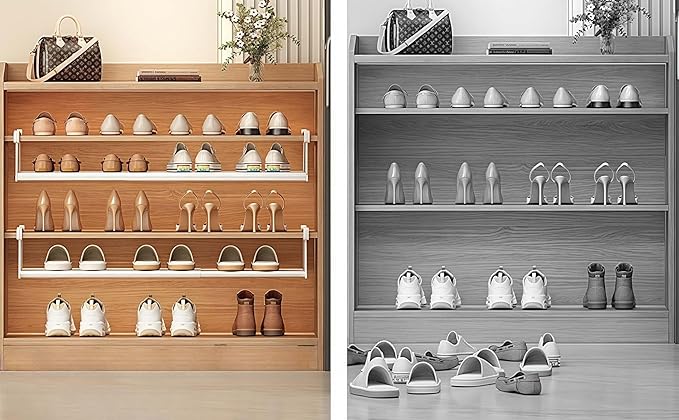 Expandable Shoe Rack, Retractable Shoe Rack, Adjustable Under Cabinet Shoe Organizer for Closet(2white)-NeatNest