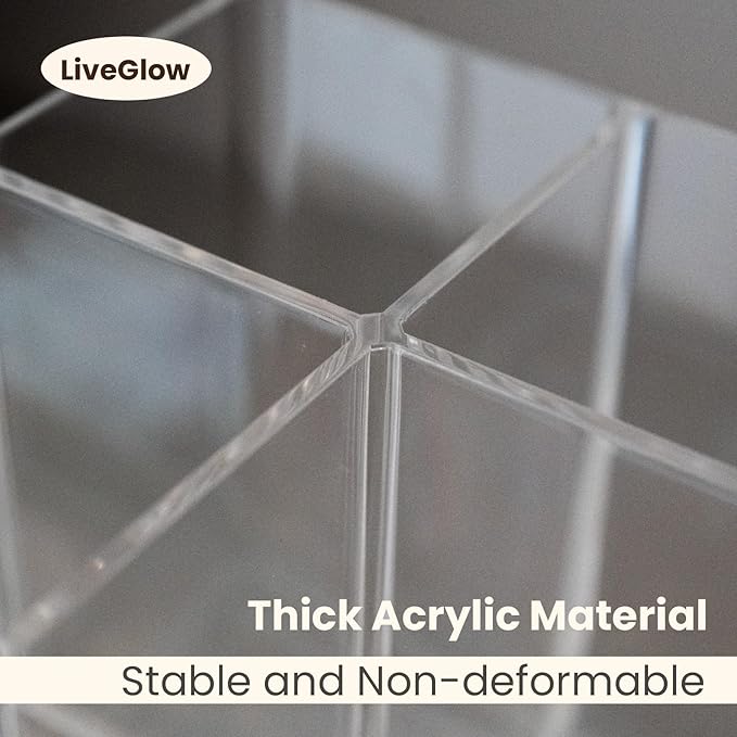 Clear Makeup Brush Holder,Acrylic Rotating 360°Makeup Brush Organizer,Pen holder with 4 Grids,Makeup Holder for Courtup,Containers for Desk,2pc-NeatNest