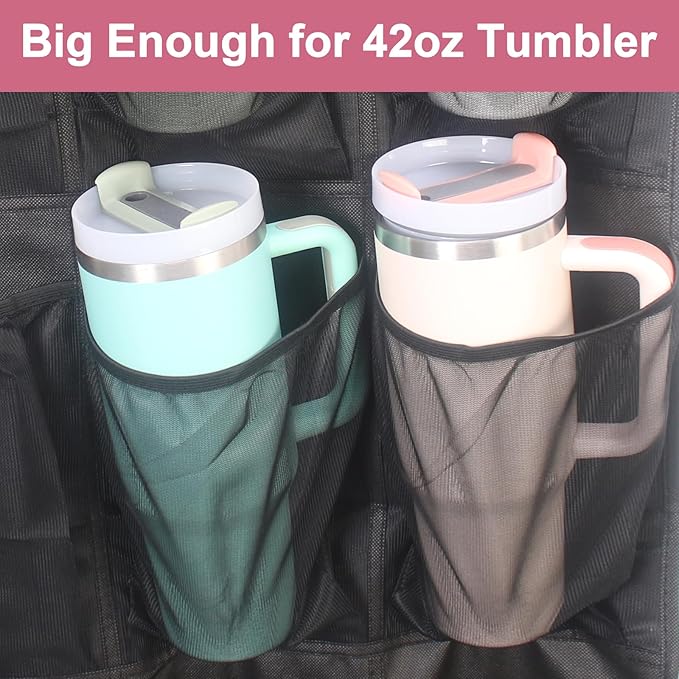 Cup Storage Organizer Compatible Stanley - 15 Large Bottle Pockets, Hanging Wall Mount for Various Sizes, Tumbler Storage Accessories-NeatNest