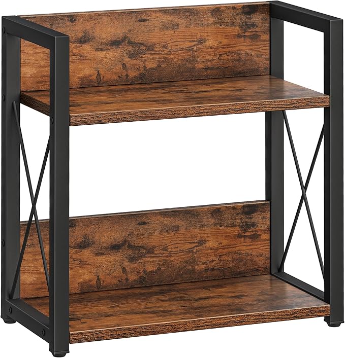 Giikin Counter Shelf Organizer, 2 Tier Kitchen Spice Rack for Countertop, Wood Coffee Counter Organizer for Home (Rustic Brown, L)-NeatNest
