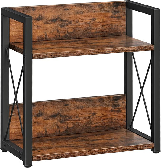 Giikin Counter Shelf Organizer, 2 Tier Kitchen Spice Rack for Countertop, Wood Coffee Counter Organizer for Home (Rustic Brown, L)-NeatNest