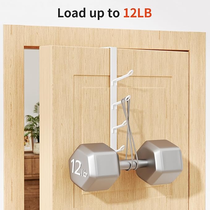 niffgaff 16 Hook Over The Door Hooks, Vertical Over The Door Towel Hook, Over Door Hook, Over The Door Hanger, for Towel and Clothes Hangers, White, 4 Pack,12.28"，for 1.7'' Door