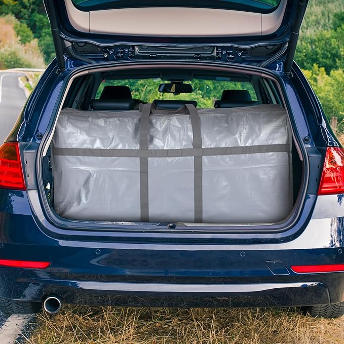 2 Pcs 66 Gallon Extra Large Moving Bags Storage Bags with Zipper and Handles Heavy Duty Duffle Bag Foldable Tote Bag for College Dorm Travel Clothes Blankets Bedding Moving(Silvery)